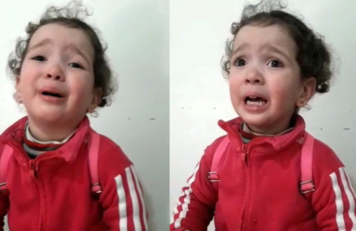 Rejimin attığı bomba sesinden korkan küçük kız yürekleri dağladı!