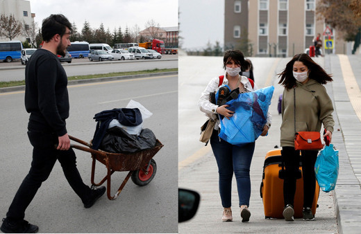 Öğrenciler karantina yurtlarından eşya kurtarma telaşına düştü