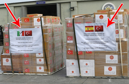 İspanya ve İtalya'ya gönderilen korona yardımı sandıklarında dikkat çeken Mevlana notu