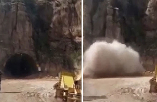 İran'da tünel çöktü o anlar saniye saniye kamerada