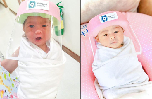 Tayland’da koronavirüse karşı yeni doğan bebeklere ‘Mini Yüz Kalkanı’