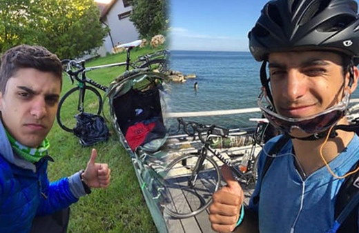 İskoçya'dan Yunanistan'a uçuşlar kapanınca çareyi pedal çevirmekte buldu