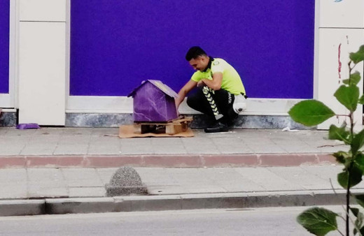 Yürekleri ısıtan görüntü! Her mesai bitiminde kedi evine uğruyor