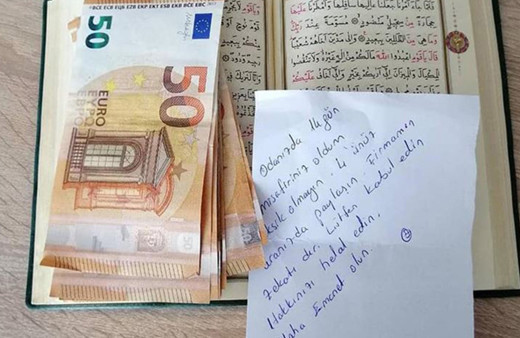 Kütahya'da karantinada kaldığı yurt odasındaki Kur'an-ı Kerim'in arasına 400 avro bıraktı