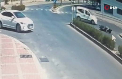 Ticari araca çarpmamak için motosikletini devirdi
