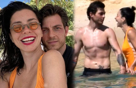 Merve Boluğur sevgilisini plajda öpücüklere boğdu kahkahaları ortalığı inletti