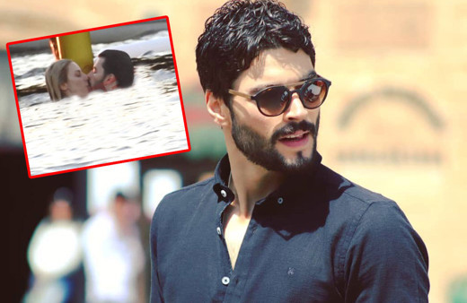 Akın Akınözü sevgilisi Sandra ile denizde aşka geldi öpüşürken yakalandılar