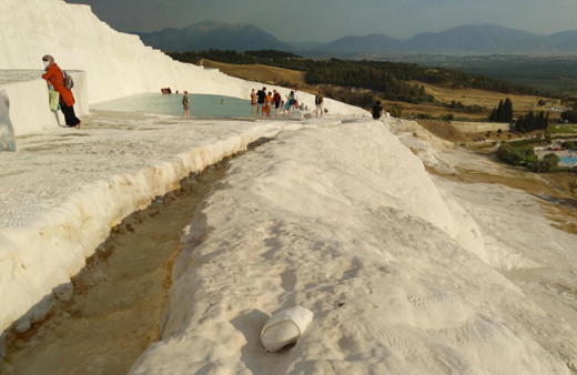 Denizli'deki beyaz cennetten utandıran görüntü! Pamukkale'nin haline bakın
