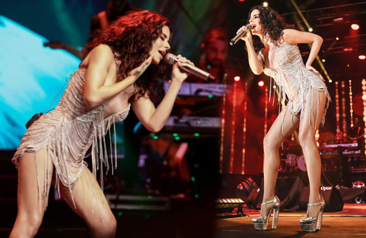 Simge Sağın Harbiye'yi seksi kıyafeti ve dansıyla salladı geceye damgasını vurdu