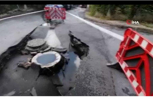 Korku dolu dakikalar! Beşiktaş'ta yol çöktü araç içine düştü