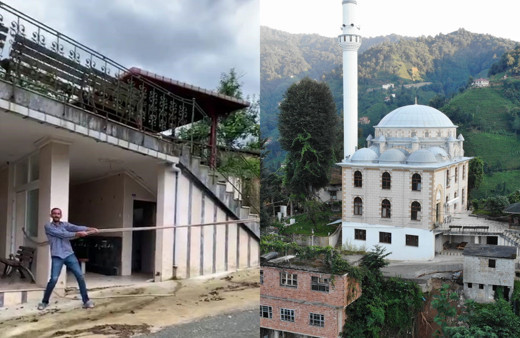 Rize'de esnafın yaptığına bakın dükkanını iple camiye bağladı