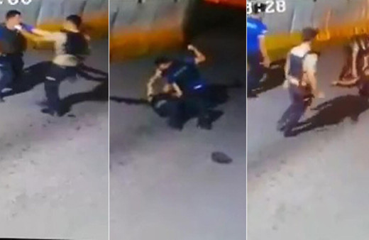 Şırnak'ta bekçi ile polis nöbette kavga etti! O anlar güvenlik kamerasına yakalandı