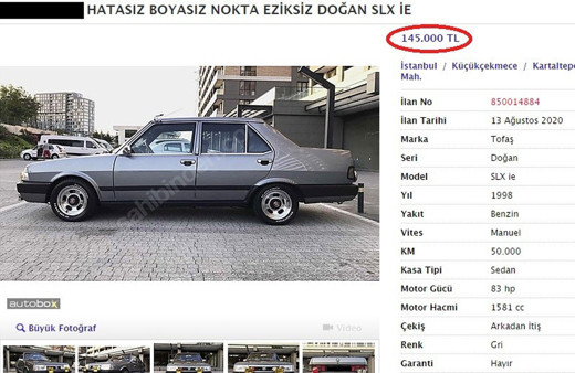 ikinci el araba ilanları çıldırdı 1998 Doğan 145 bin lira oldu