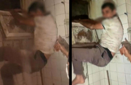 2'inci kattan düşen, tuvalet penceresinden kaçmaya çalışan hırsızlık şüphelileri kamerada