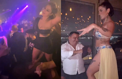 İstanbul’un göbeğindeki gece kulübünde dansözlü parti kamerada