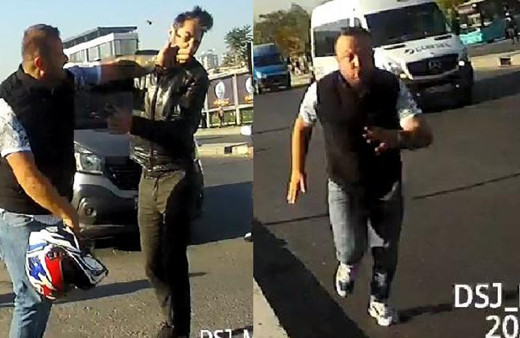 Kağıthane'de trafik magandası terör estirdi! Önünü kestiği motosikletliyi tokatladı