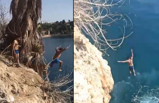 Antalya'da yürekler ağza geldi! 20 metreden aşağı atladı
