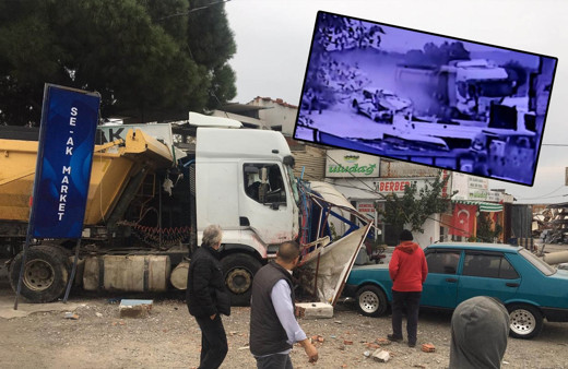 İzmir'de kamyon 11 aracı biçti! Dehşet anları güvenlik kamerasında