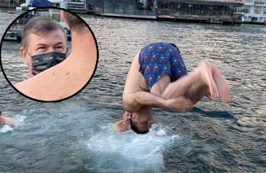 İstanbul'da denize atlamaları ve çıkmaları bir oldu! Tanju Çolak son anda vazgeçti