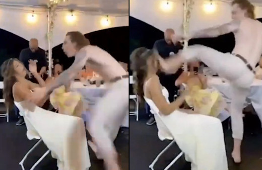 Düğünde şok eden görüntü! Karısına tekme attı sosyal medyada olay oldu