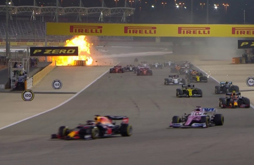 Formula 1 Bahreyn GP'de Haas sürücüsü Grosjean'ın korkunç kazası
