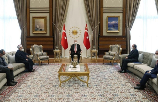 Cumhurbaşkanı Erdoğan, Mescid-i Aksa İmam Hatibi Şeyh Sabri'yi kabul etti