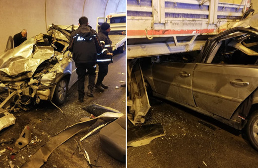 Bitlis'te mucize: Kamyonun altına giren otomobilden sağ çıktılar