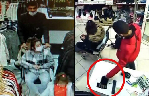 İzmir'de tekerlekli sandalyeli cep telefonu hırsızlıkları kameralara yansıdı