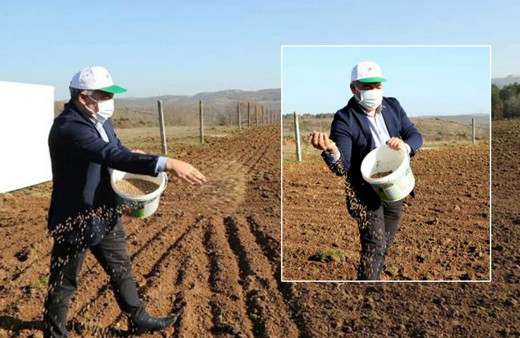 Dilovası Belediye Başkanı Hamza Şayir bu kez tarlada tohum serpti