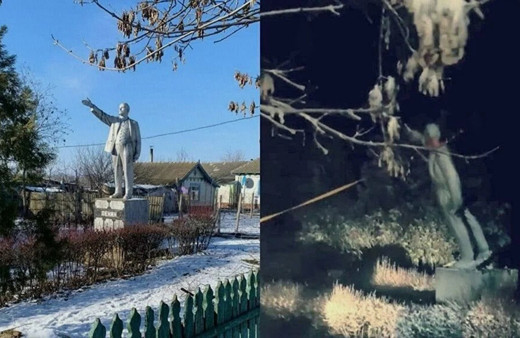 Ukrayna'daki son Lenin heykeli de yıkıldı
