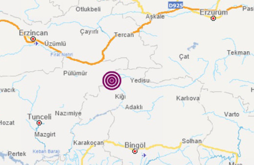 Tunceli'de 4,1 büyüklüğünde deprem
