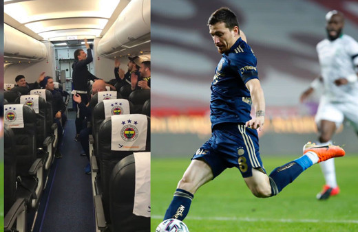 Mert Hakan Yandaş ve İrfan Can Kahcevi uçakta galibiyeti kutladı