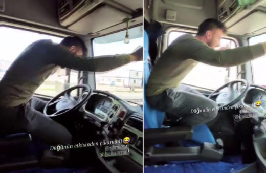 Arnavutköy'de TIR şoförü direksiyonu bıraktı, ayağa kalkıp oyun oynadı
