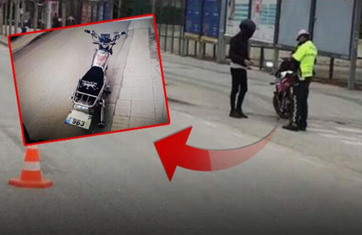 Çorum'da plakasını maskeyle kapatan motosikletliye para ve men cezası
