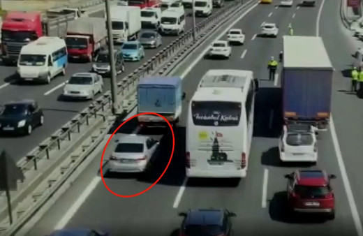 İstanbul Başakşehir'de emniyet şeridini ihlal eden sürücü drone ile yakalandı