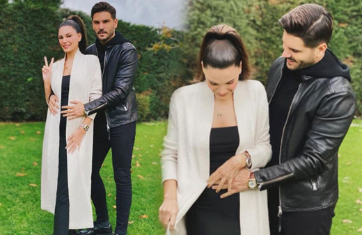 Tolgahan Sayışman'ın eşi Almeda Abazi karnı burnunda pozunu verdi beğeni yağdı