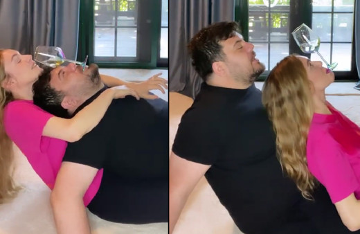 Berfu ve Eser Yenenler takipçilerini kahkahaya boğdular! Video çekerken üstleri ıslandı