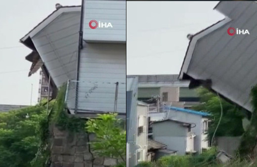 Sesi duyan kaçtı 2 bina çöktü! Dehşete düşüren görüntü