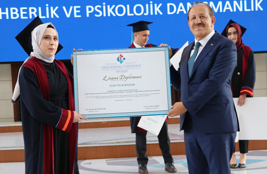 Hasan Kalyoncu Üniversitesi mezuniyet töreninde diplomaları Cemal Kalyoncu ve Metin Güneş verdi