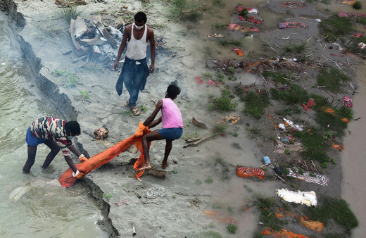Ürküten görüntüler! Sel korona mezarlarını ortaya çıkardı dünya bu görüntüyü konuşuyor