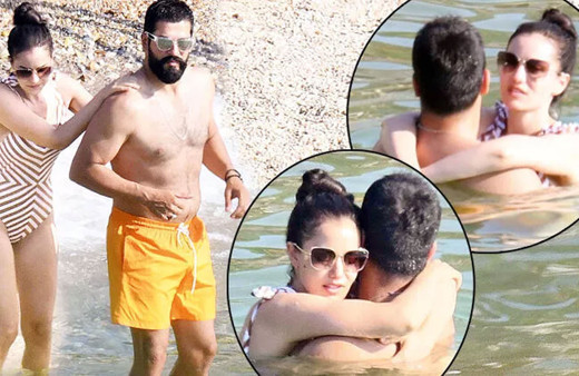 Bodrum'da Fahriye Evcen Burak Özçivit romantizmi! Denizde aşk...