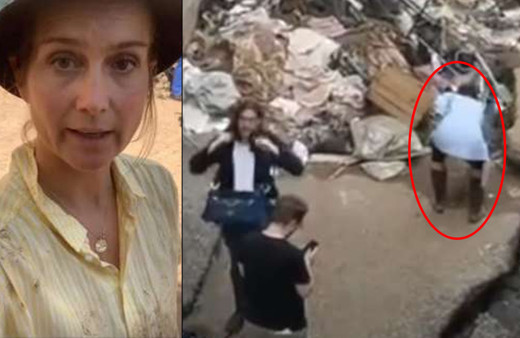 Muhabirden sel bölgesinde skandal hareket! O anlar ifşa olunca kovuldu