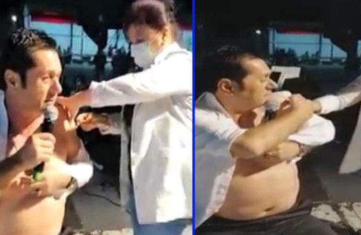 Şarkıcı Hasan Yılmaz sahnede koronavirüs aşısı yaptırdı