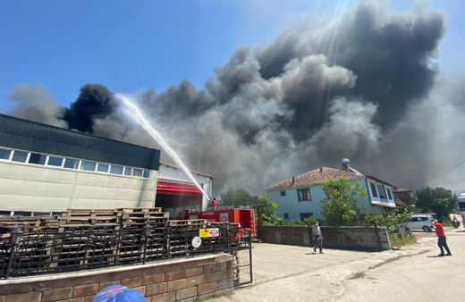 Düzce'de alevler fabrikayı sardı! Gökyüzü kara dumanlar kapladı