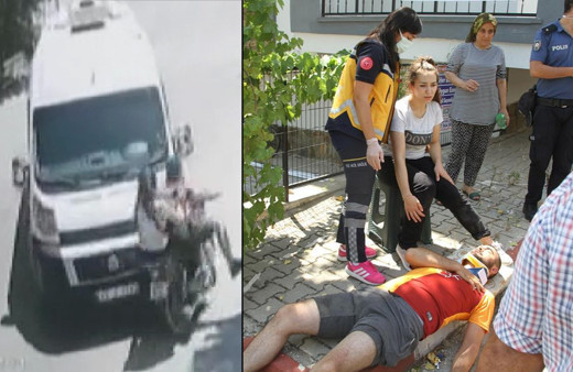 Manisa'da motosiklet ile minibüs kafa kafaya çarpıştı! Feci kazanın görüntüsü ortaya çıktı