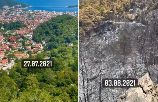Marmaris İçmeler yangın öncesi ve sonrası görüntülendi manzara kahretti