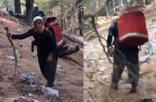 Manavgat'ta erzak taşıyan teyze duygulandırdı 'bizim sırtımız yere gelmez’ dedirtti