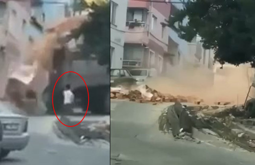 Çanakkale'de kamyondaki tuğlalar bir anda devrildi! Küçük çocuk kıl payı kurtuldu