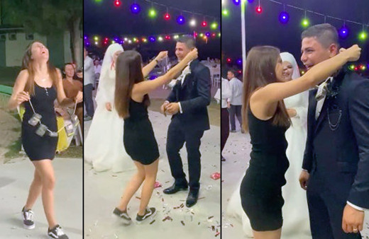 Antalya'da ilginç şaka! Düğünde öyle bir şey taktı ki gelin ve damat şok oldu
