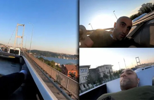 Çılgın youtuber Yunus Emre Özer bu kez de Avrupa'dan Asya kıtasına metrobüsün üstünde geçti